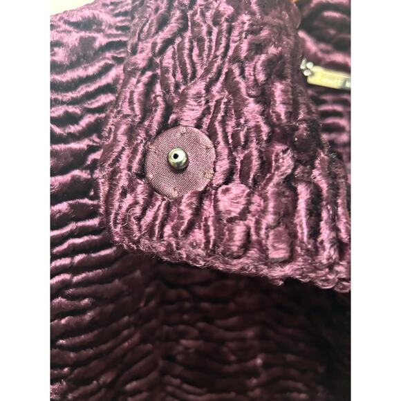 White House Black Market Plum Persion Faux Fur Coat, Size SP - Picture 3 of 7